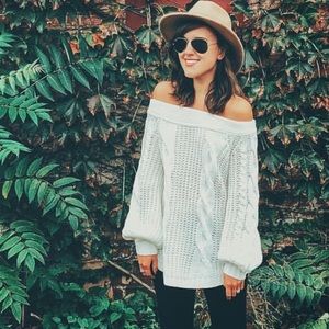 Off the shoulder knit sweater